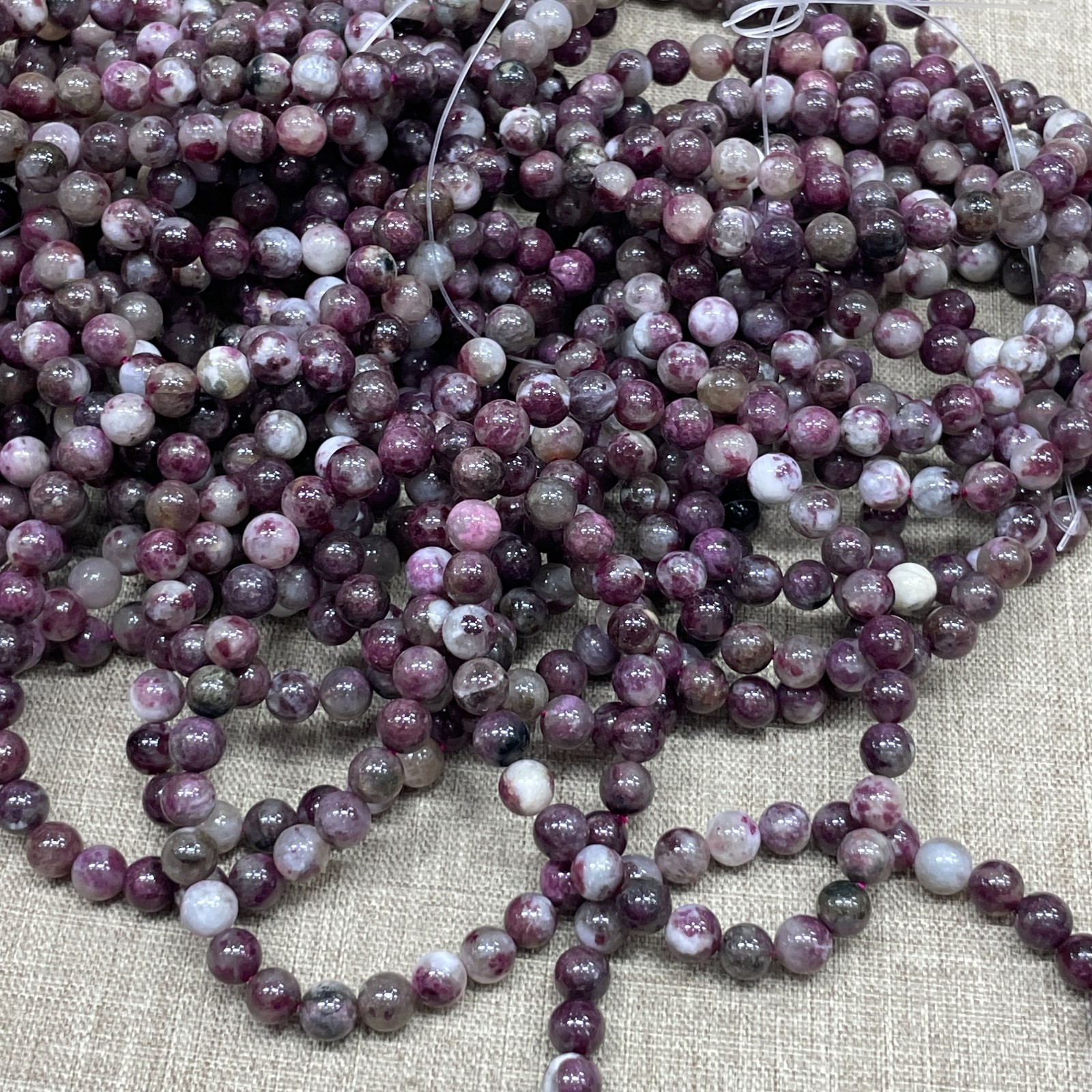 A Wholesale 1 Pcs plum blossom tourmaline stone ball beads 6mm Stretch Bracelet