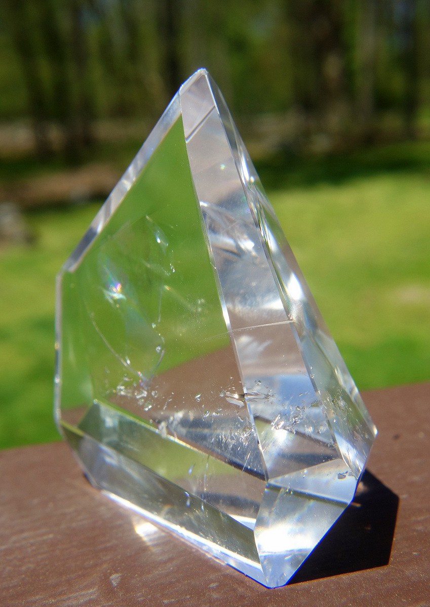 Polished Lemurian Quartz Free Form Crystal Water Clear