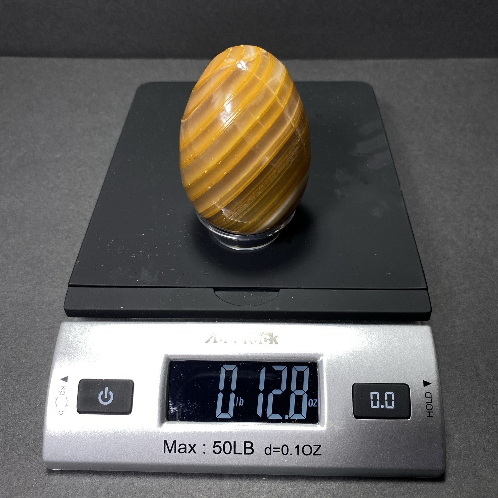 Natural Onyx Stone Egg With Stand Hand Polished Banded Agate Calcite Crystal
