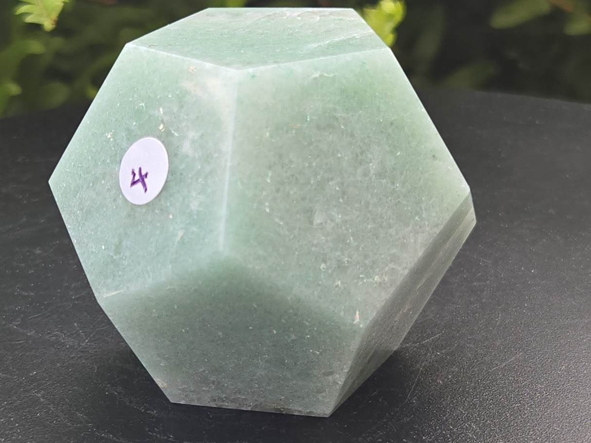Green Aventurine Carved Geometric Dodecahedron, Large (60 to 70mm) Decorative