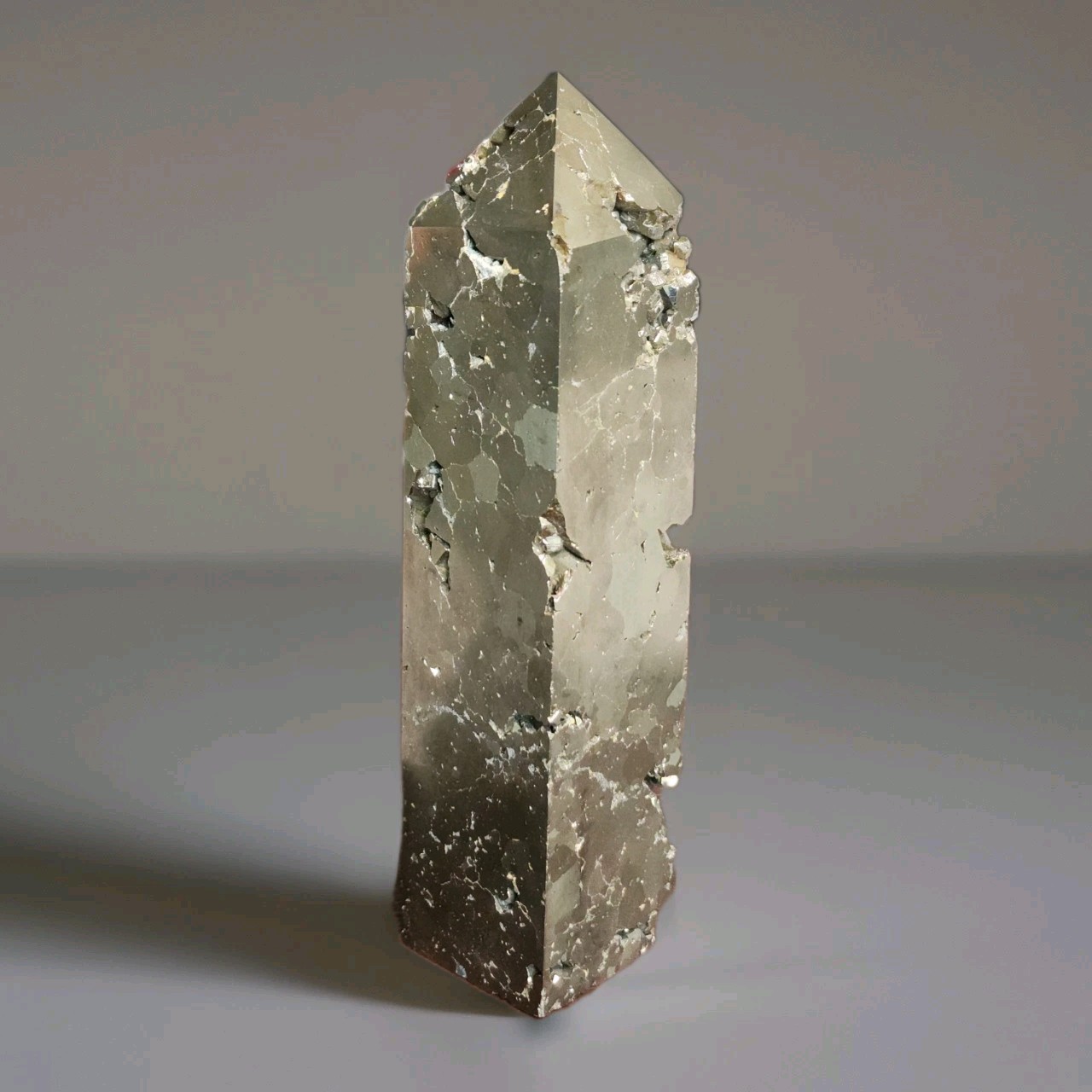 Large Natural Polished Druzy Pyrite 4-Sided Tower 5.25″ – 500g – USA