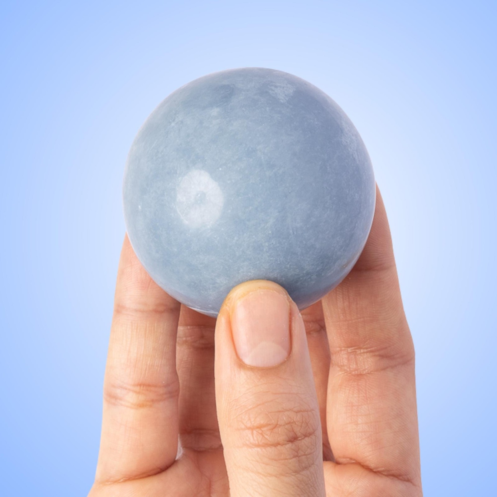 Angelite Sphere Stand Natural Polished Crystal Ball Decorative Stone Gift Decor