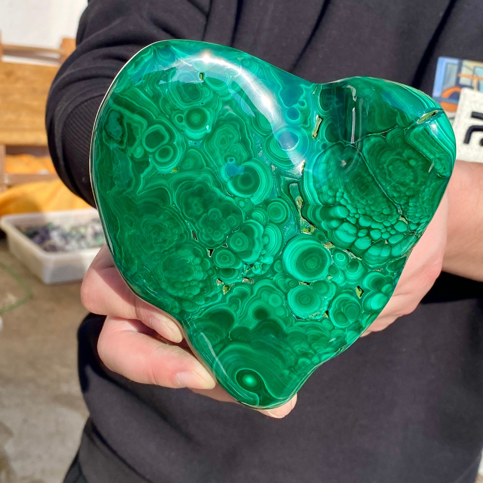 2.07LB Large Natural glossy malachite transparent cluster rough mineral sample