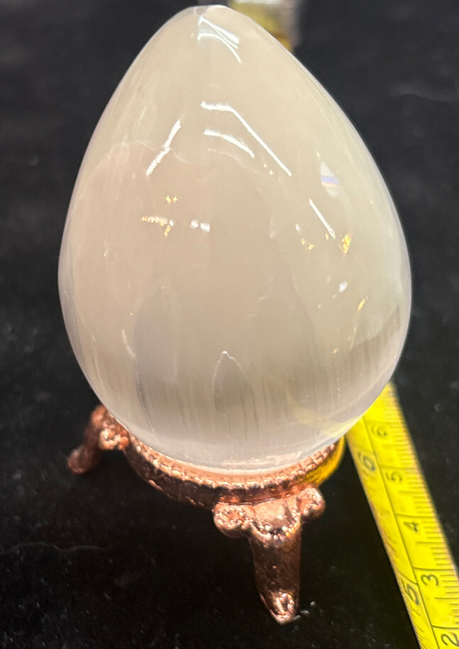 Selenite Polished 3″ Egg with Stand