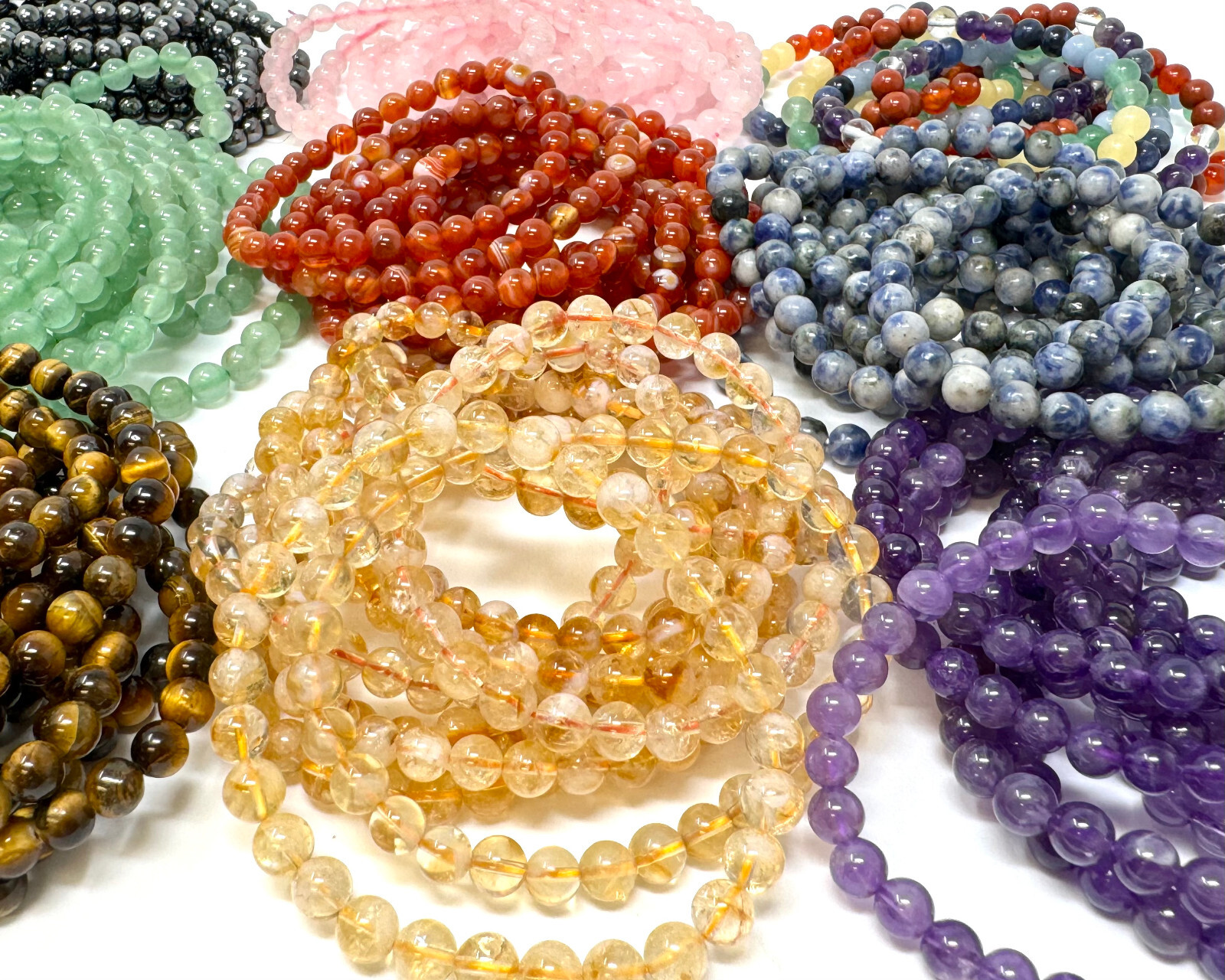 6 mm Bead Gemstone Bracelets BUY 3 GET 1 FREE – Dainty Stretch Crystal Bracelets