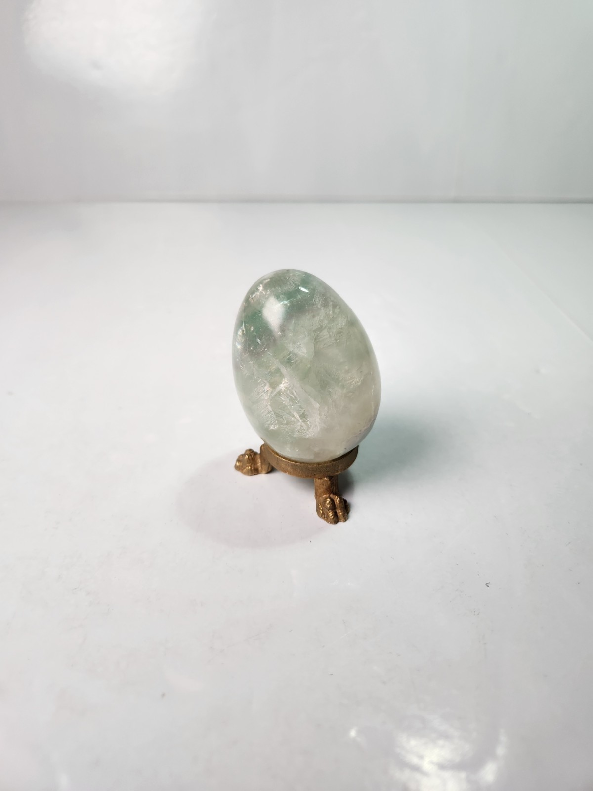 Green Flourite Crystal Egg With Stand 2”