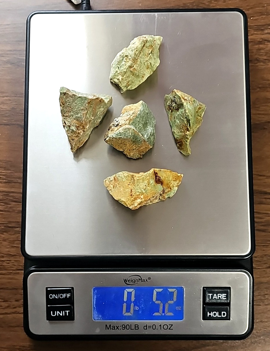 Green Chrysoprase Natural Raw Crystal Stones 5 Pieces Approx. 5oz.