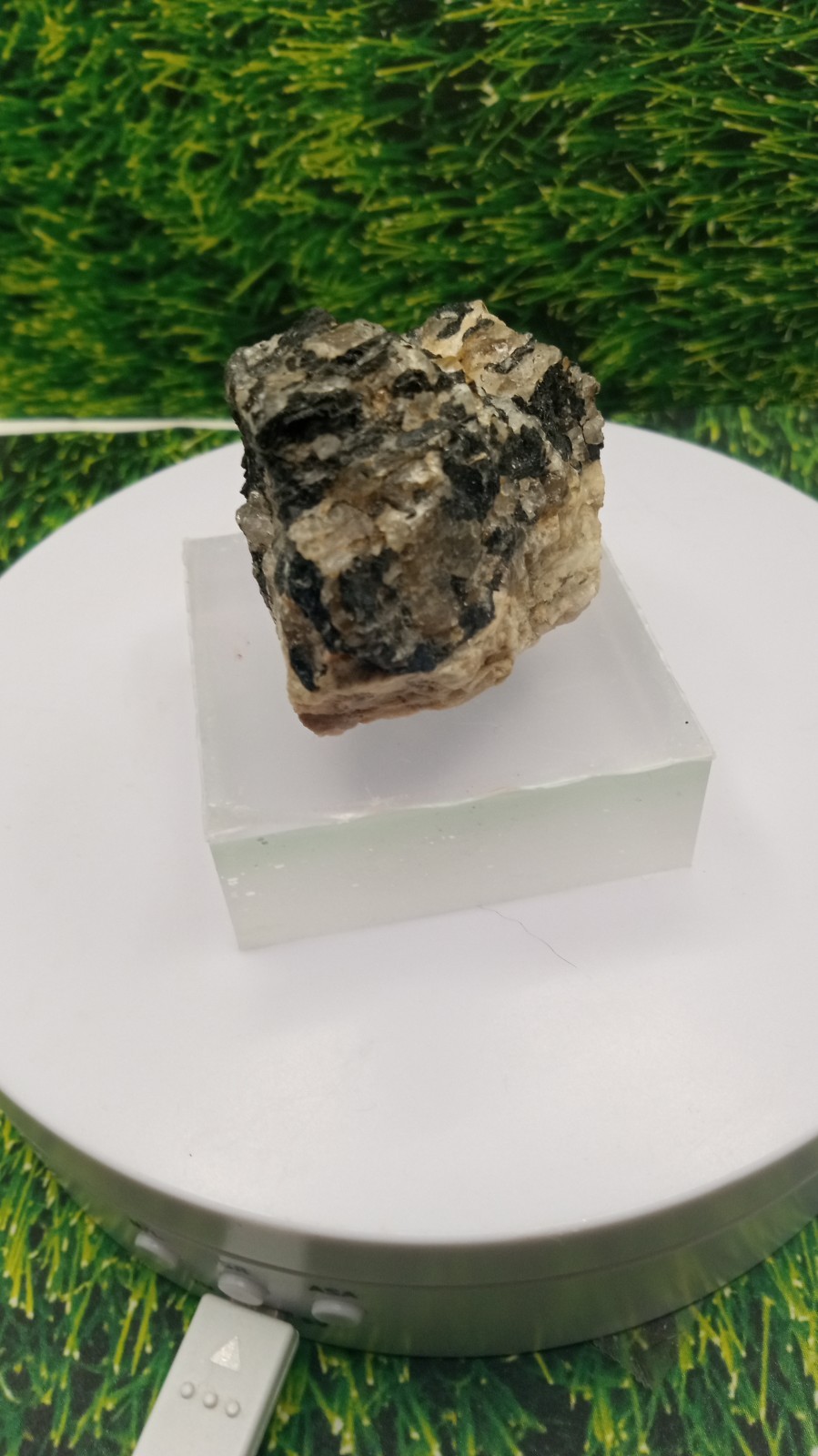 Namibia Tourmaline Sparkly on Cherry Wood Stand ~
