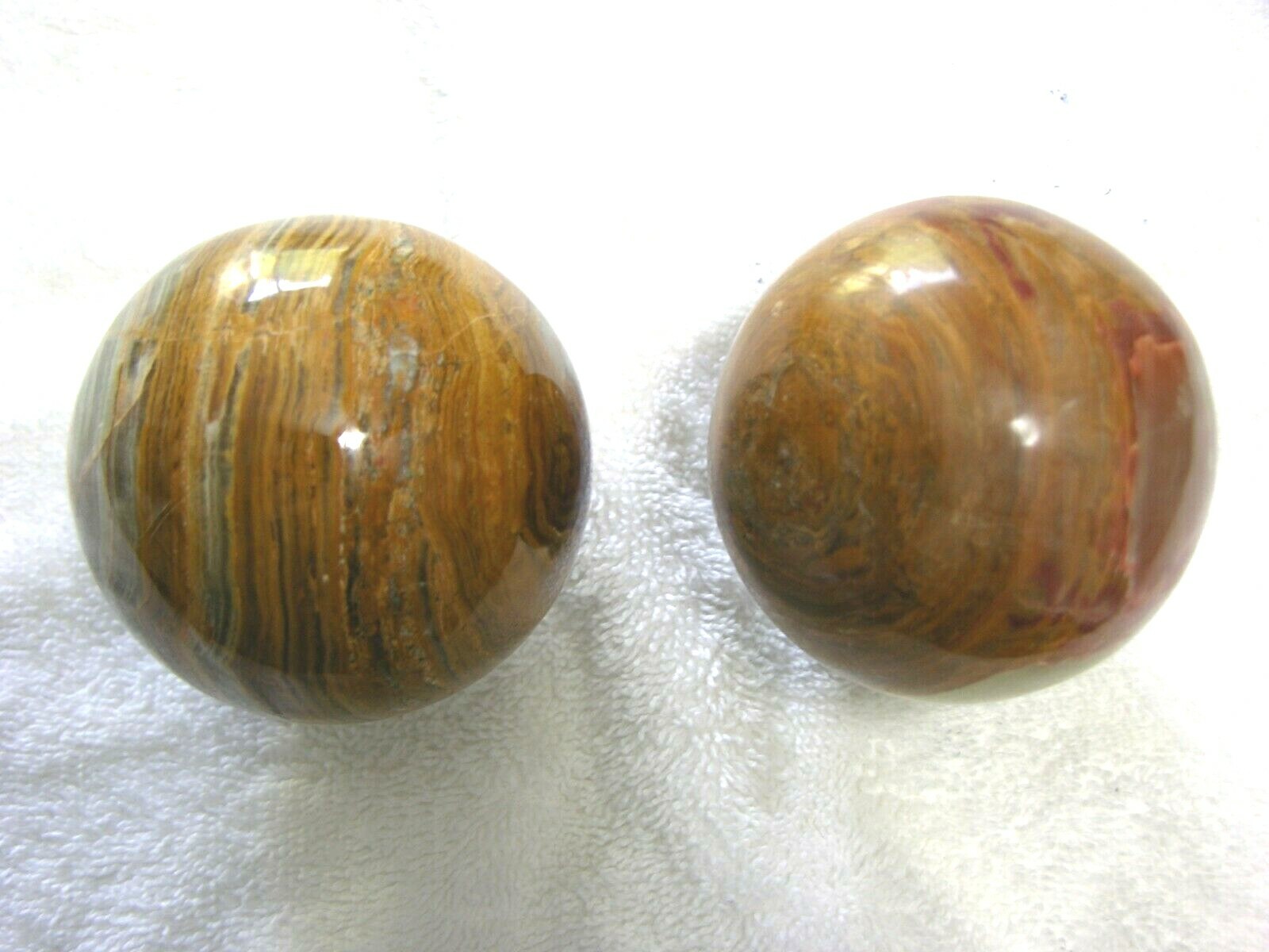 Banded onyx spheres 3 inch diameter with stands 2 sphere lot bx6