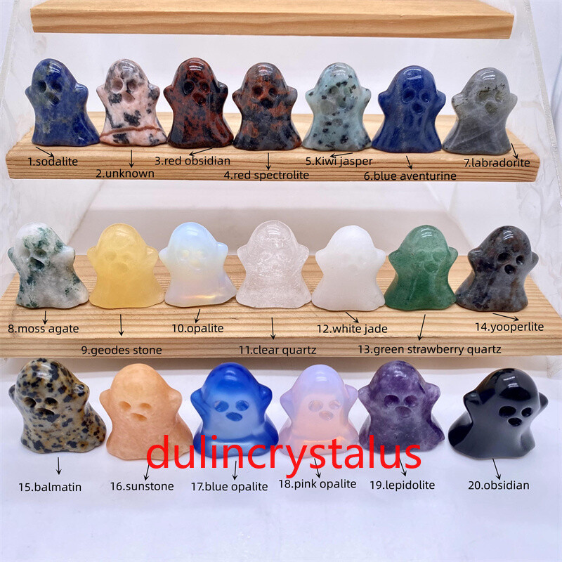 Natural Quartz Crystal Carved Ghost Quartz Crystal Skull Reiki Healing Decor 1pc