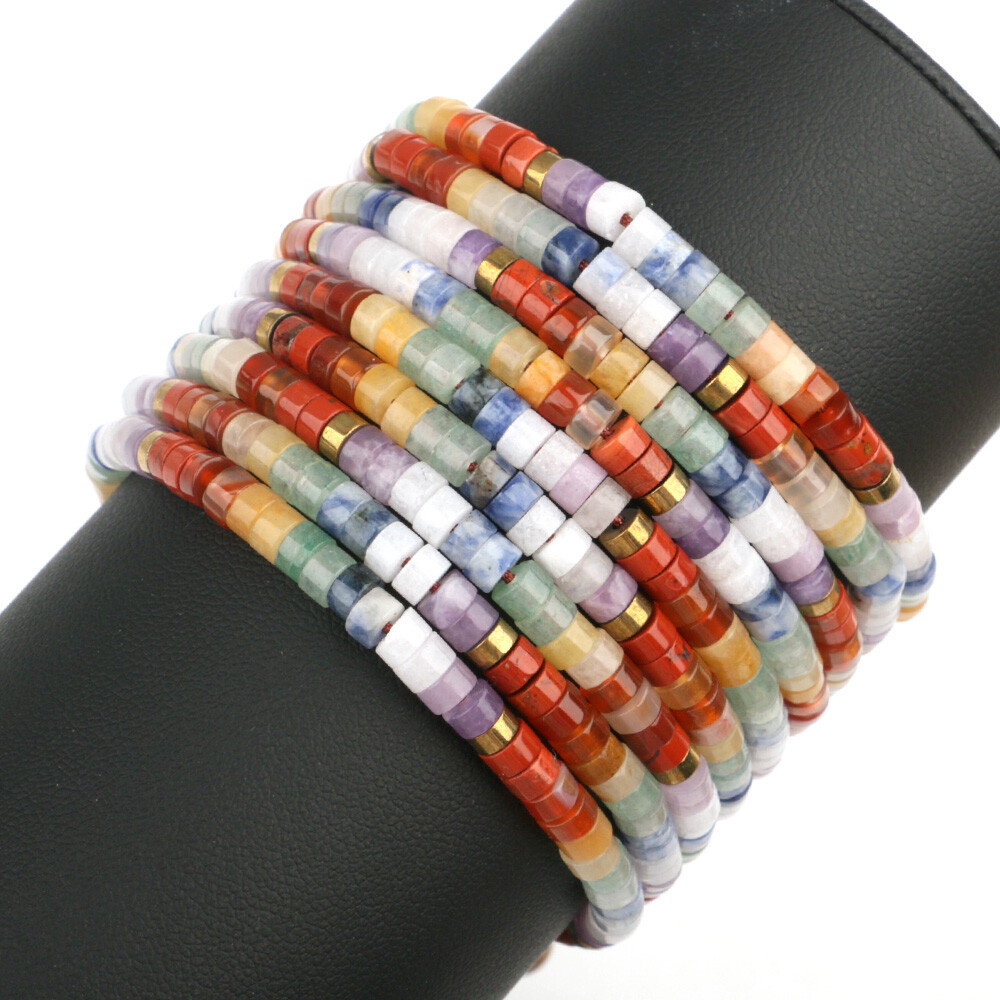 Natural Beaded Crystal Stone Bracelet Handmade Gemstone Dainty Jewelry Healing