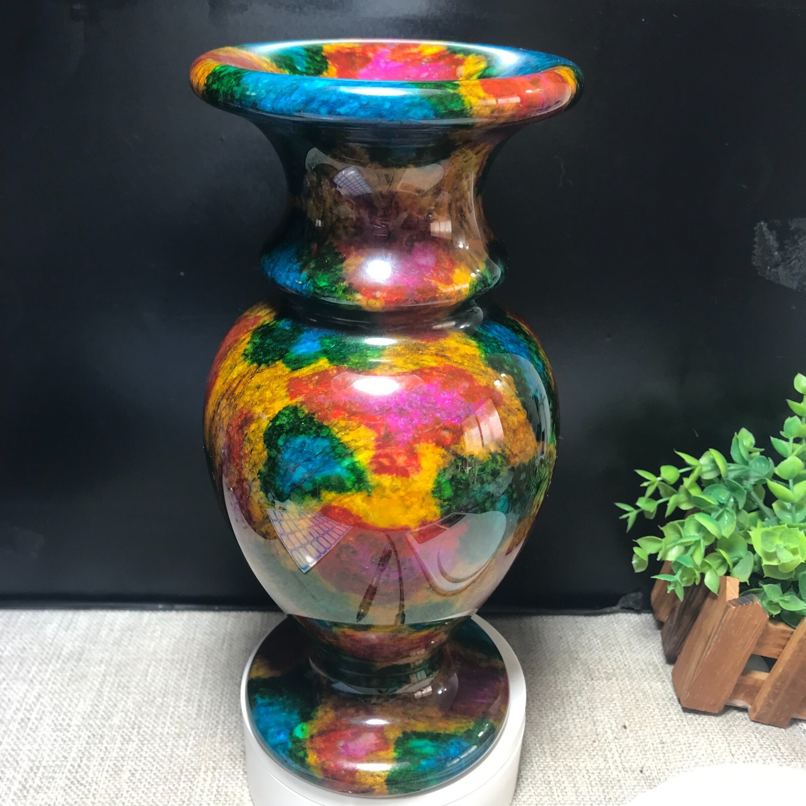 1PCS 3.2kg “Seven Colors Jade” Crystal Quartz Vase Specimen Collection