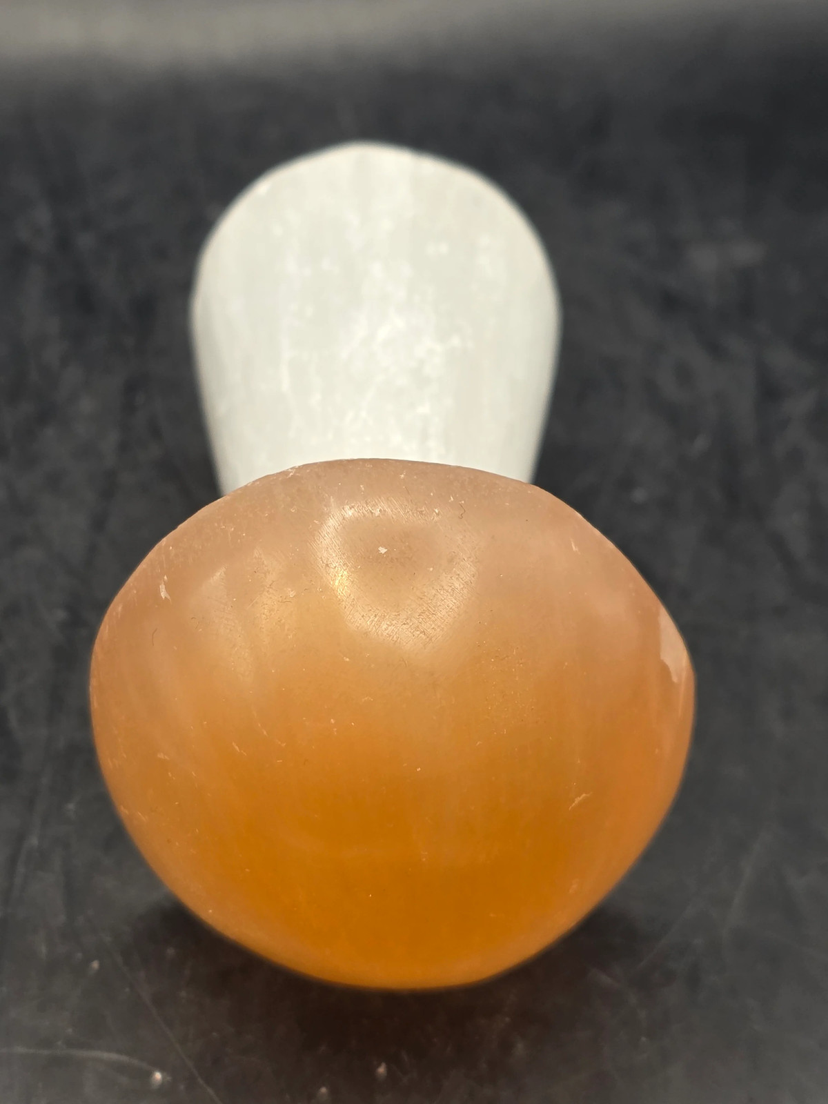 Medium Peach top selenite mushroom! 3 inches tall!