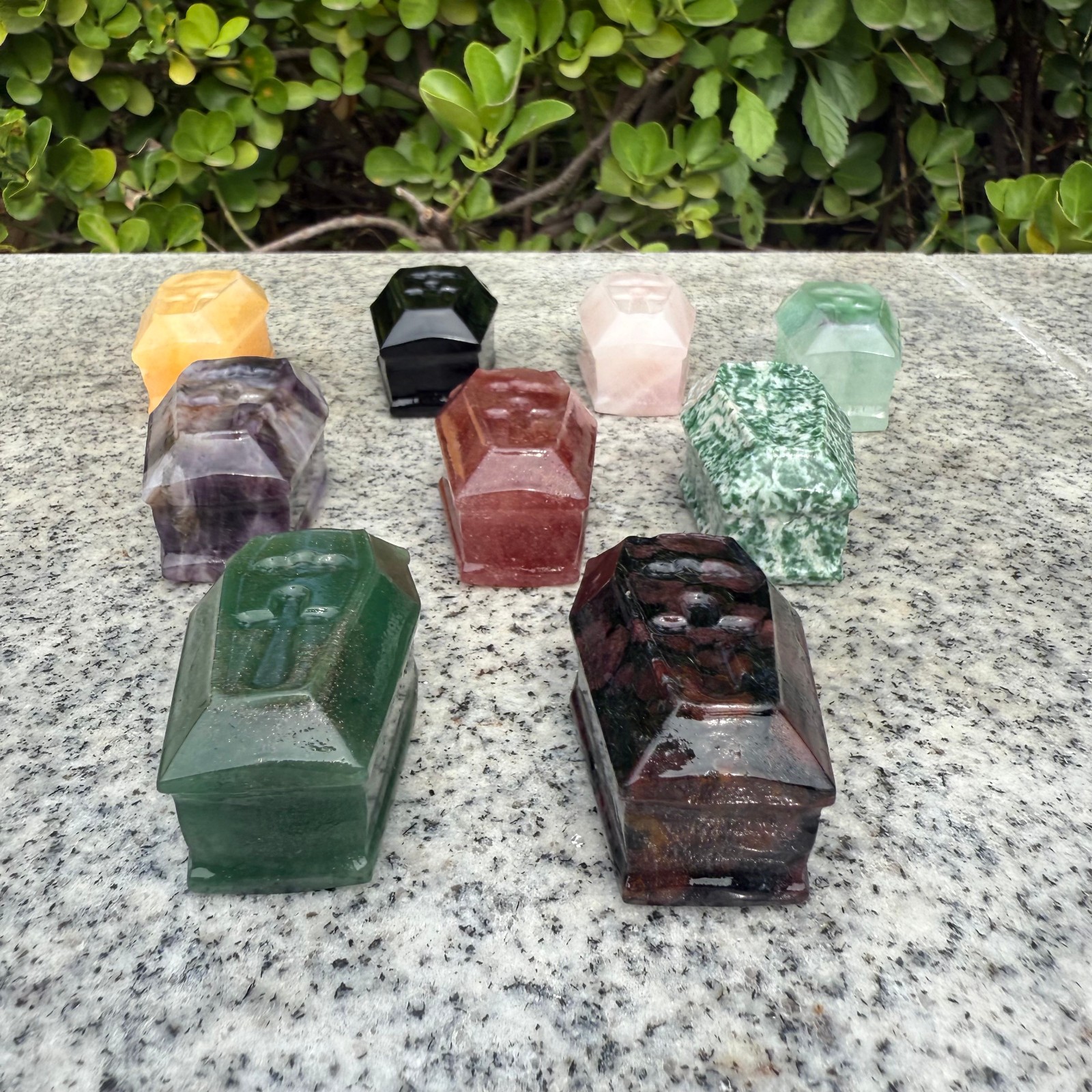 2.7″Natural Mixing Cross Coffin Carved Reiki Crystal Decor heal random 5pc