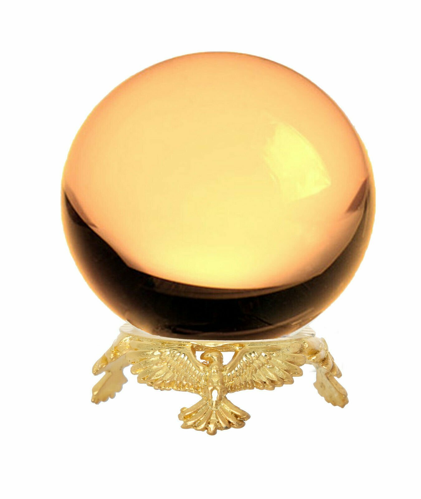 Crystal Ball 50mm Sphere for Feng Shui, Meditation, Decor, with Gold Eagle Stand