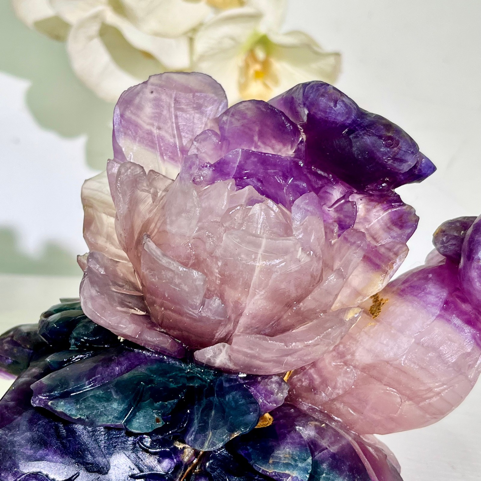 4.18LB Natural fluorite quartz products, hand carved and polished spiritual orn