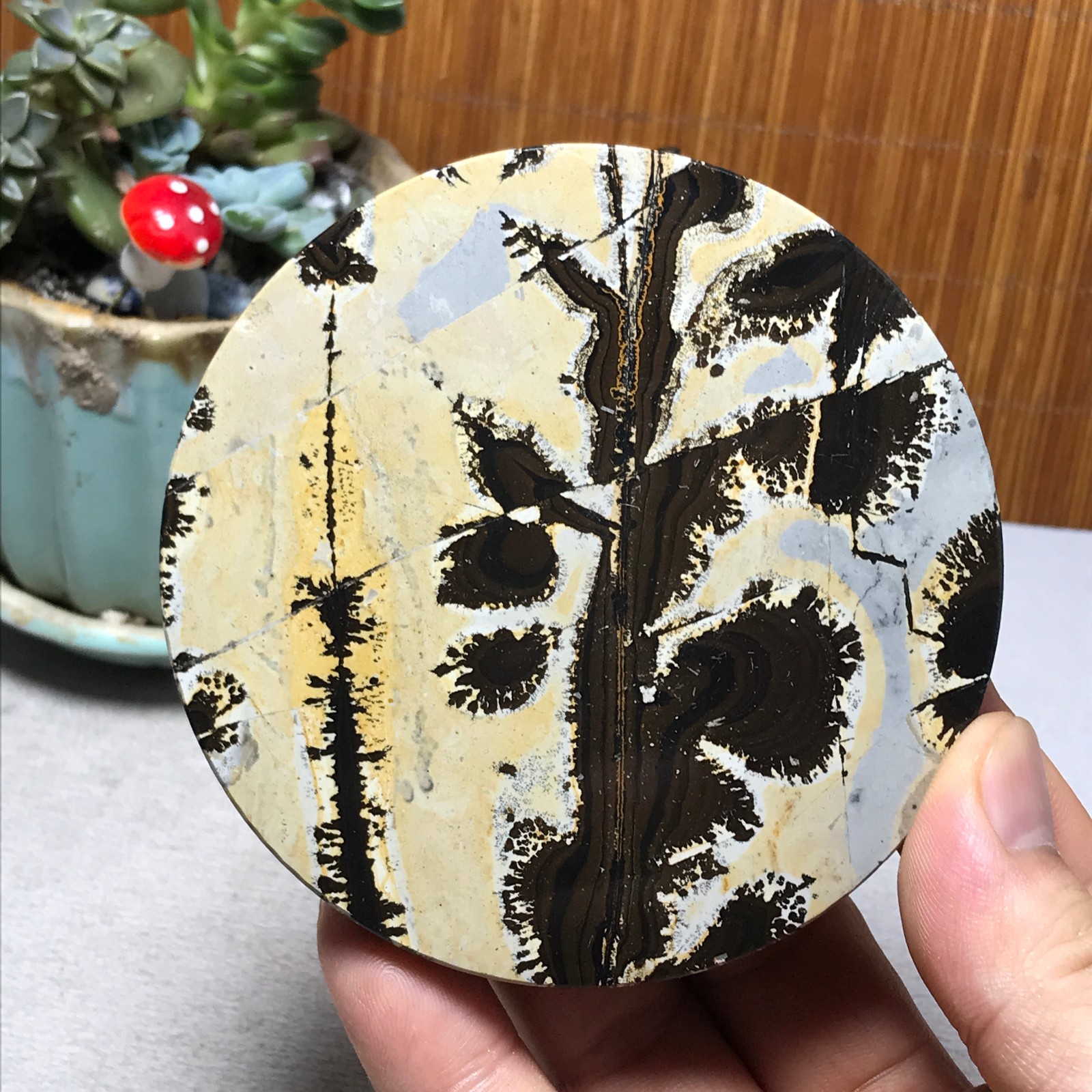 93mm Natural Chinese painting stone crystal ornaments for home decoration A6445