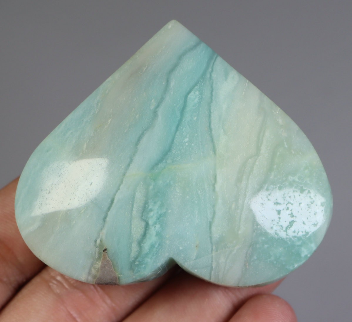 Natural Sky Blue Caribbean Calcite Quartz Crystal Stone Heart Reiki Healing