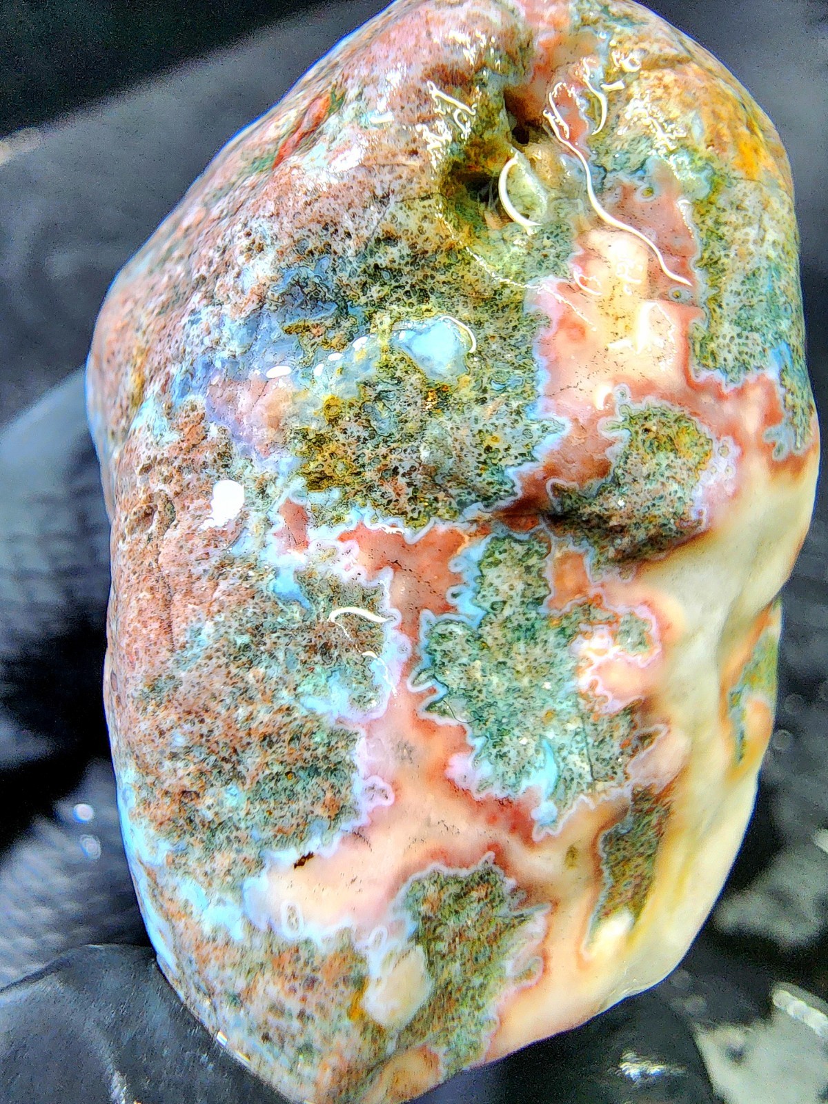 Rare Lake Superior Orbicular Moss Agate – Pink Blue & Green Chalcedony – 2.0 oz