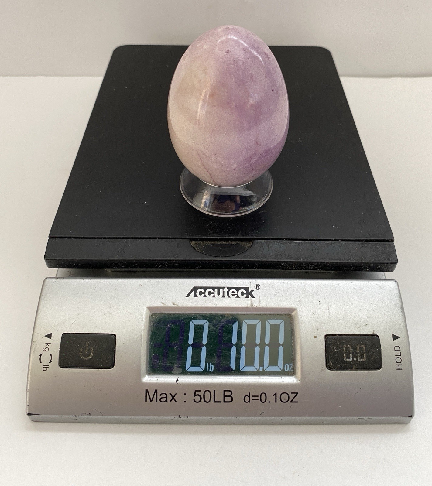 Natural Onyx Stone Egg With Stand Hand Polished Banded Agate Calcite Crystal