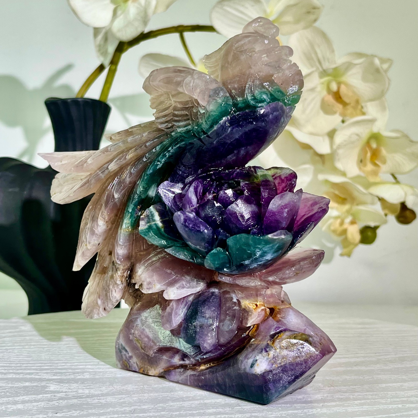 3.5LB Natural fluorite quartz products, hand carved and polished spiritual orna