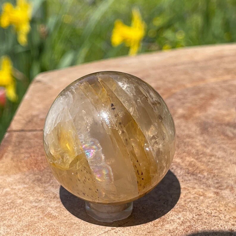 Dendritic Golden Healer Sphere with Asterism – No. 9