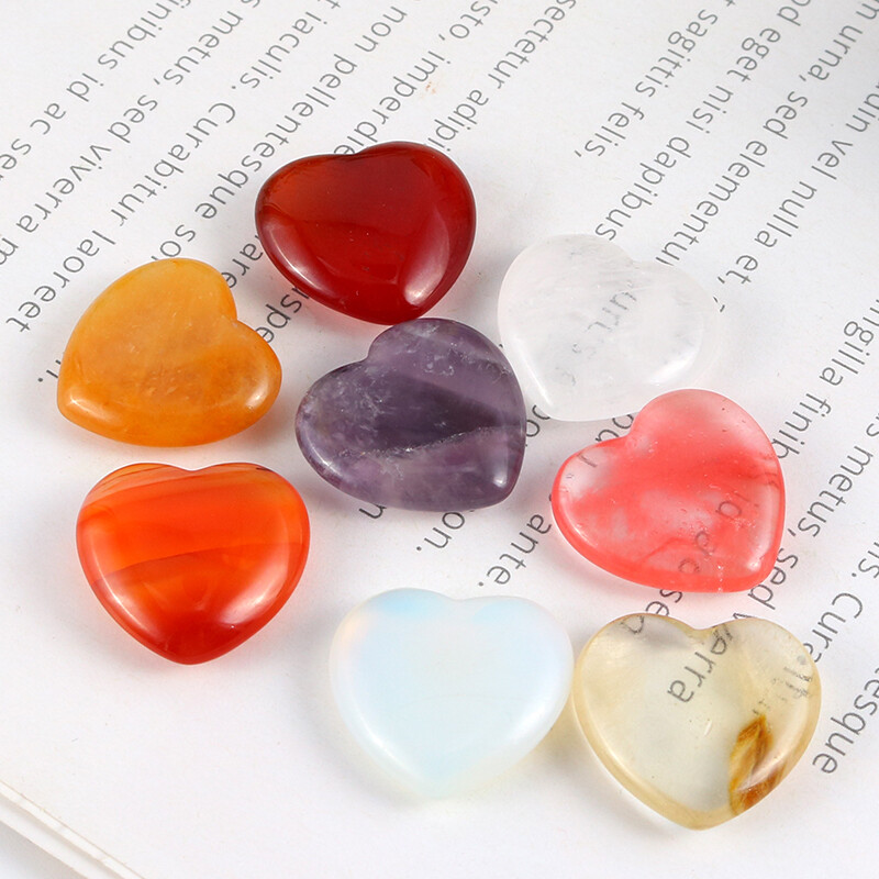 Charms Natural Quartz Healing Gem Stone Small Crystal Stone Heart 20x6mm 30pcs