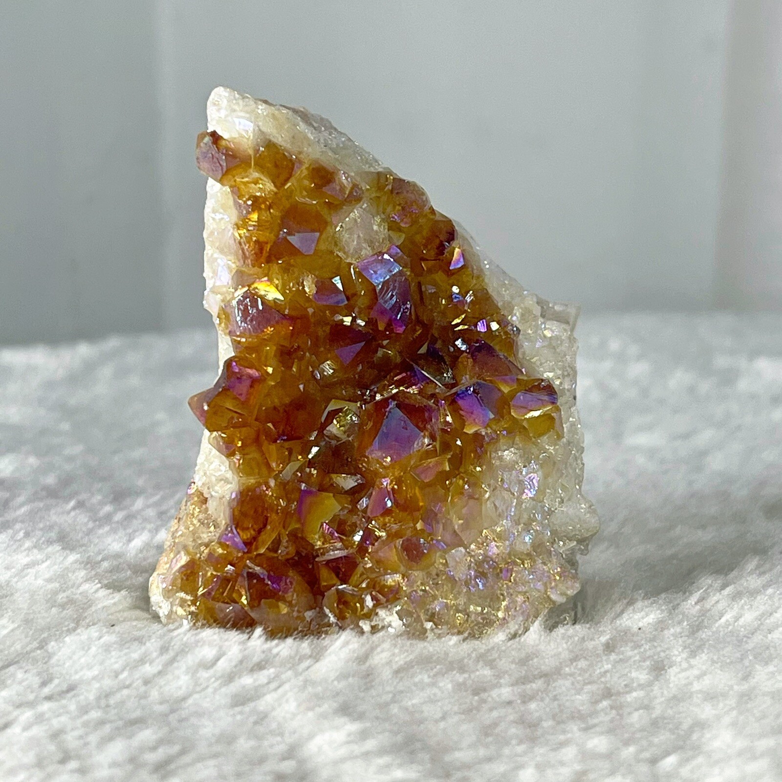 334g Aura Citrine Cluster Rare Mineral Specimen Titanium Coated Stone