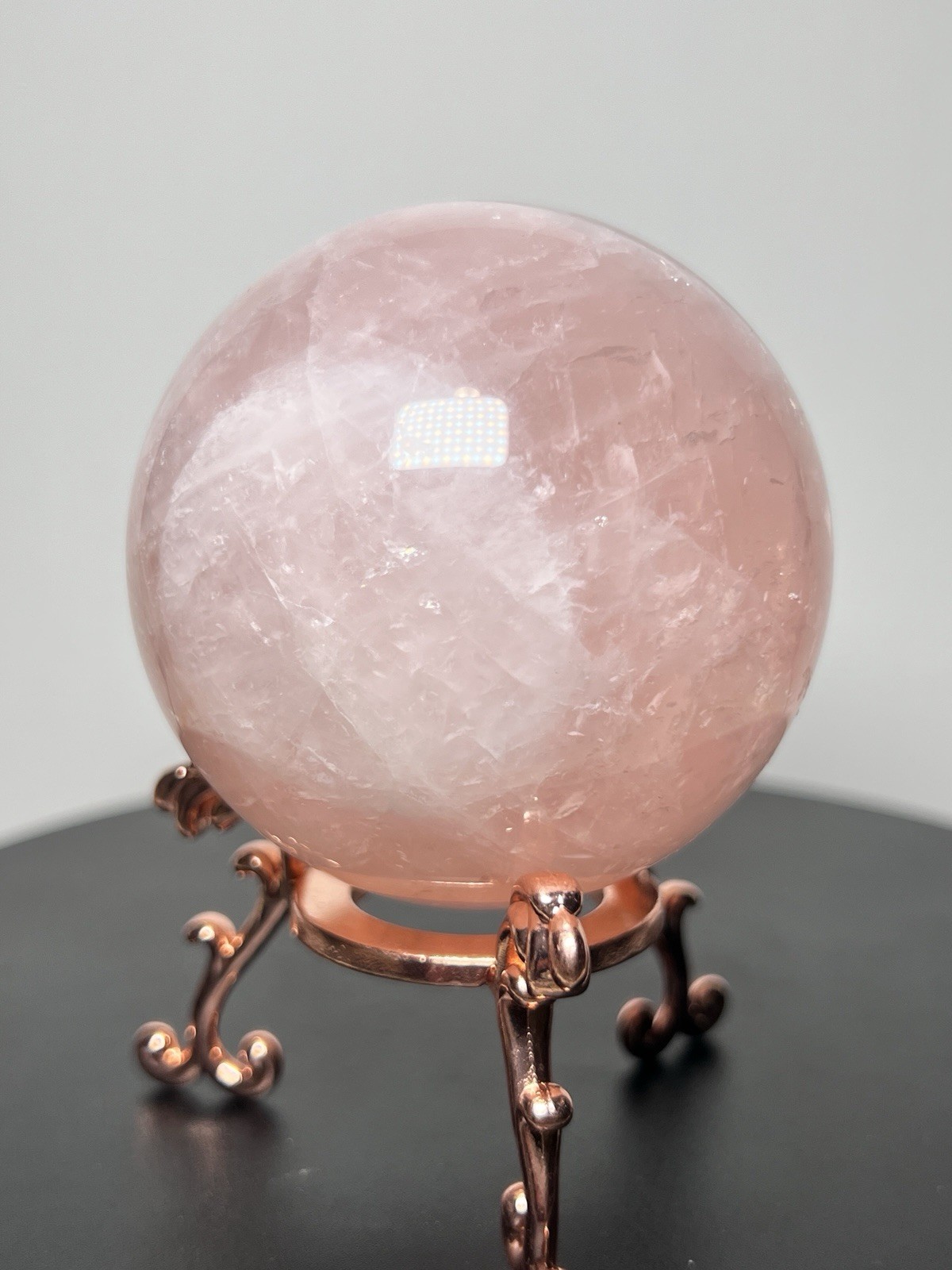 Rose Quartz 4 Piece Set – Heart bowl, Rose, Pyramid, & Sphere (68mm)