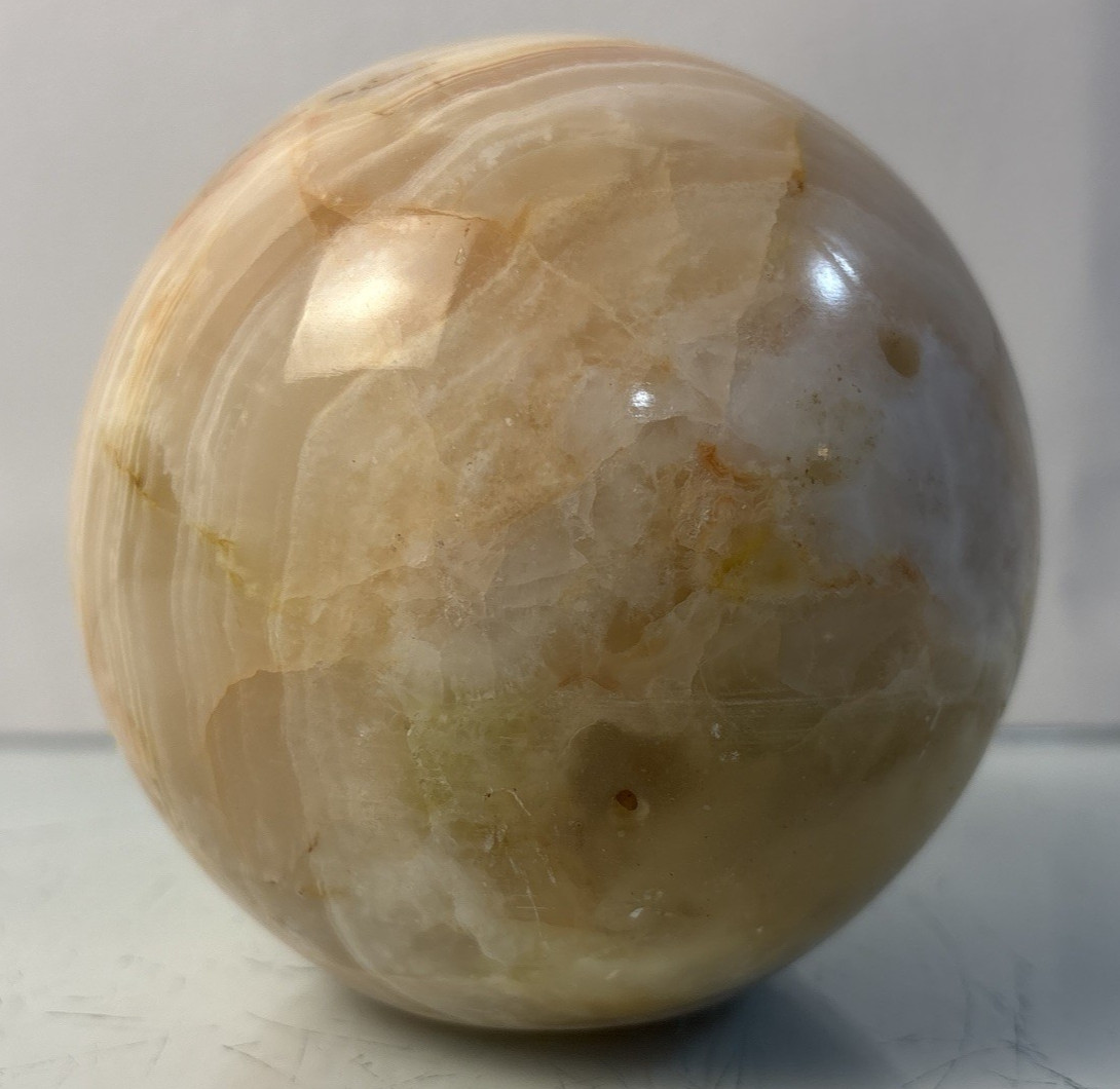 Vintage Marble Stone Sphere Ball Decorative Orb 4in Diameter Display Decor