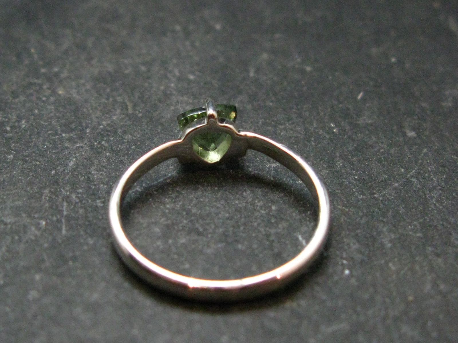 Moldavite Tektite Facetted Silver Ring from Czech Republic – Size 6 – 1.32 Grams