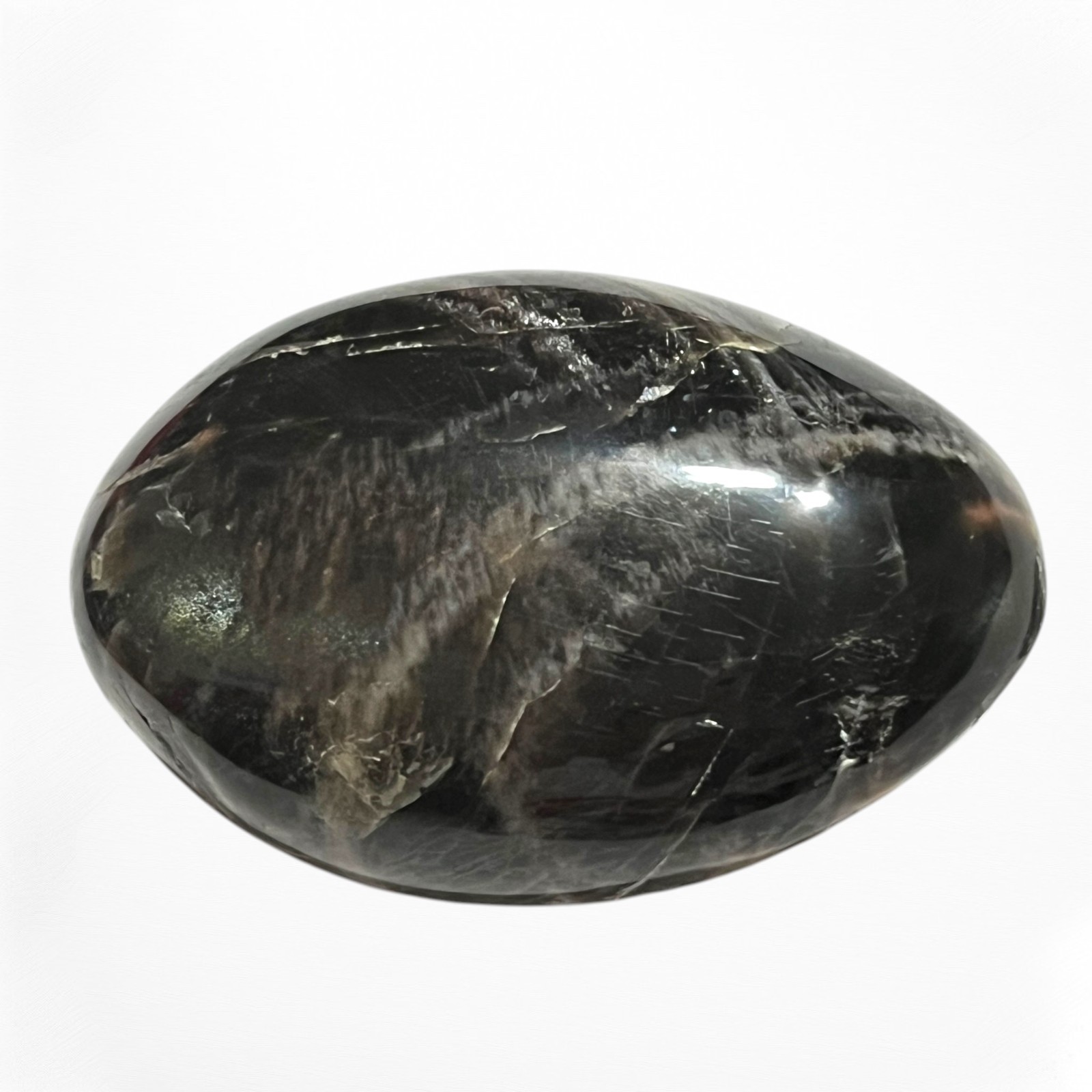 Black Moonstone Palm Stone Polished Oval Rock Mineral Meditation Healing Crystal
