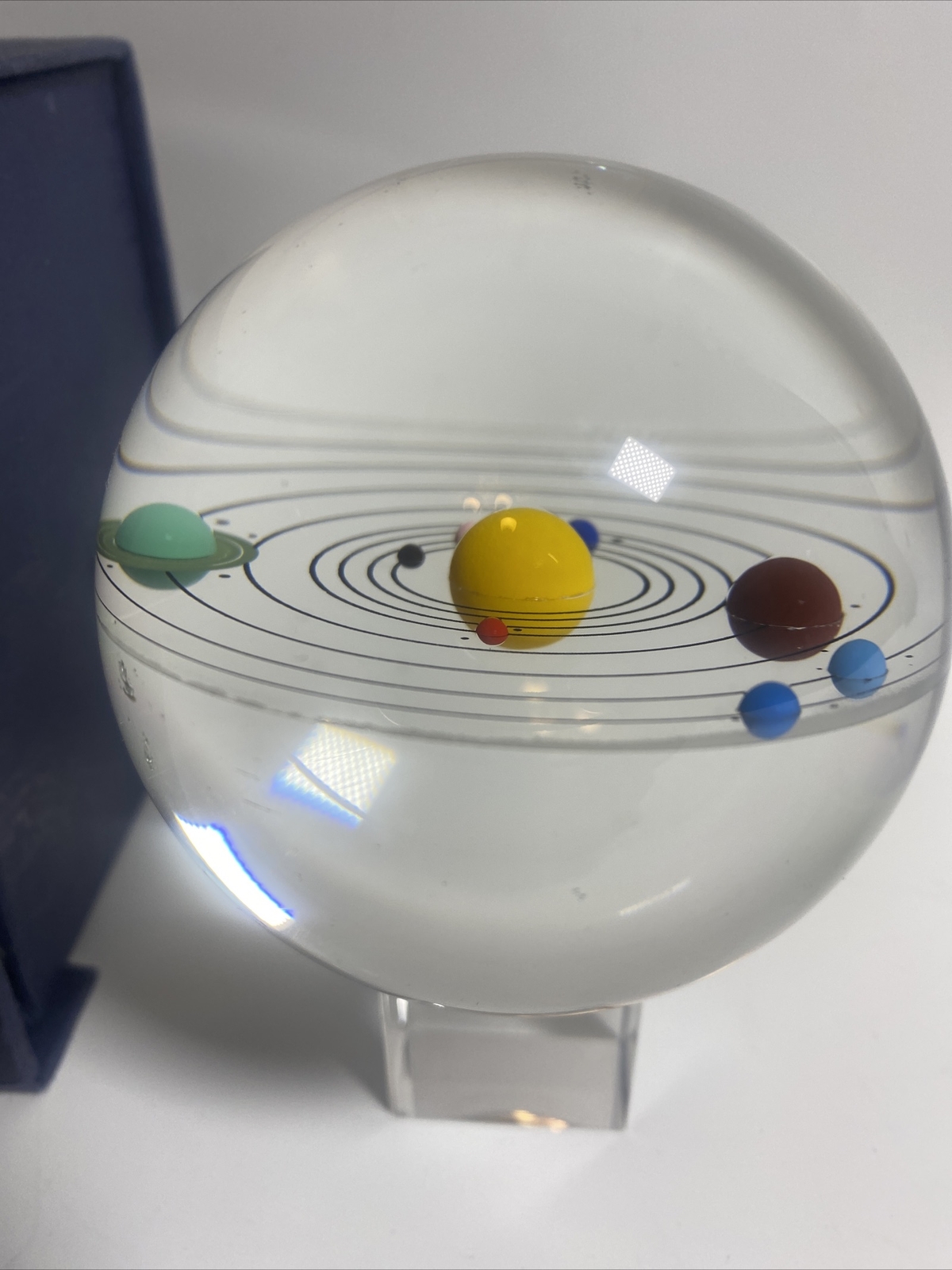 Amlong Crystal Solar System Crystal Ball Crystal Stand In Original Box 4.25″