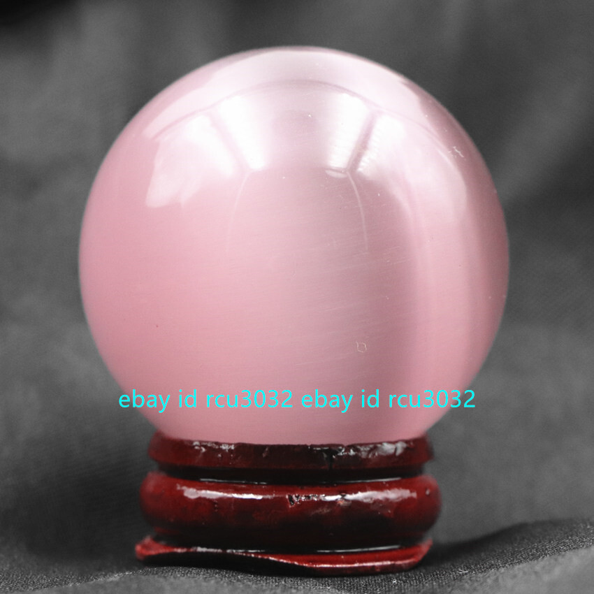 Multi-Color 40mm Mexican Opal Cat’s Eye Gems Ball Crystal Healing Sphere + Stand