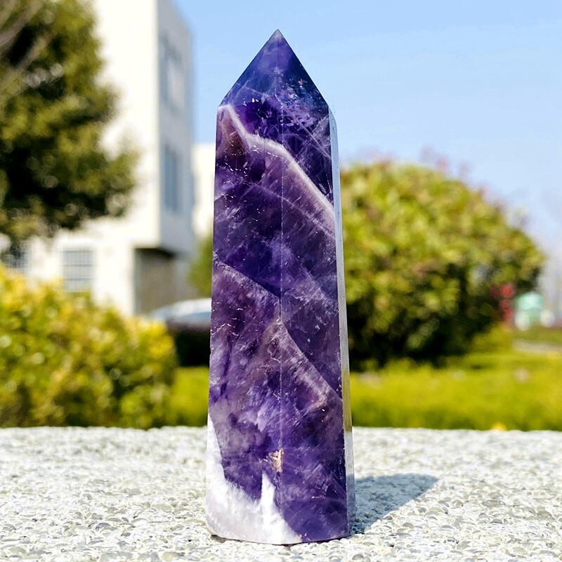 74g Natural dreamy amethyst obelisk quartz crystal energy column