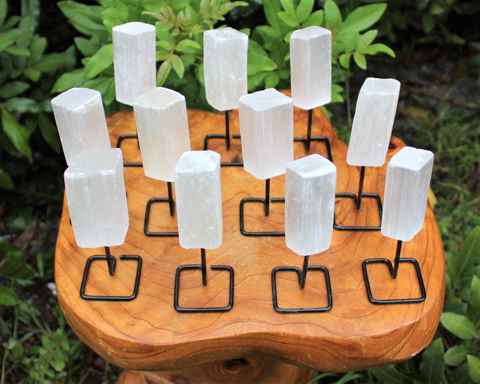 Selenite Stick On Metal Stand (Selenite Crystal On Pin, Natural Selenite Wand)