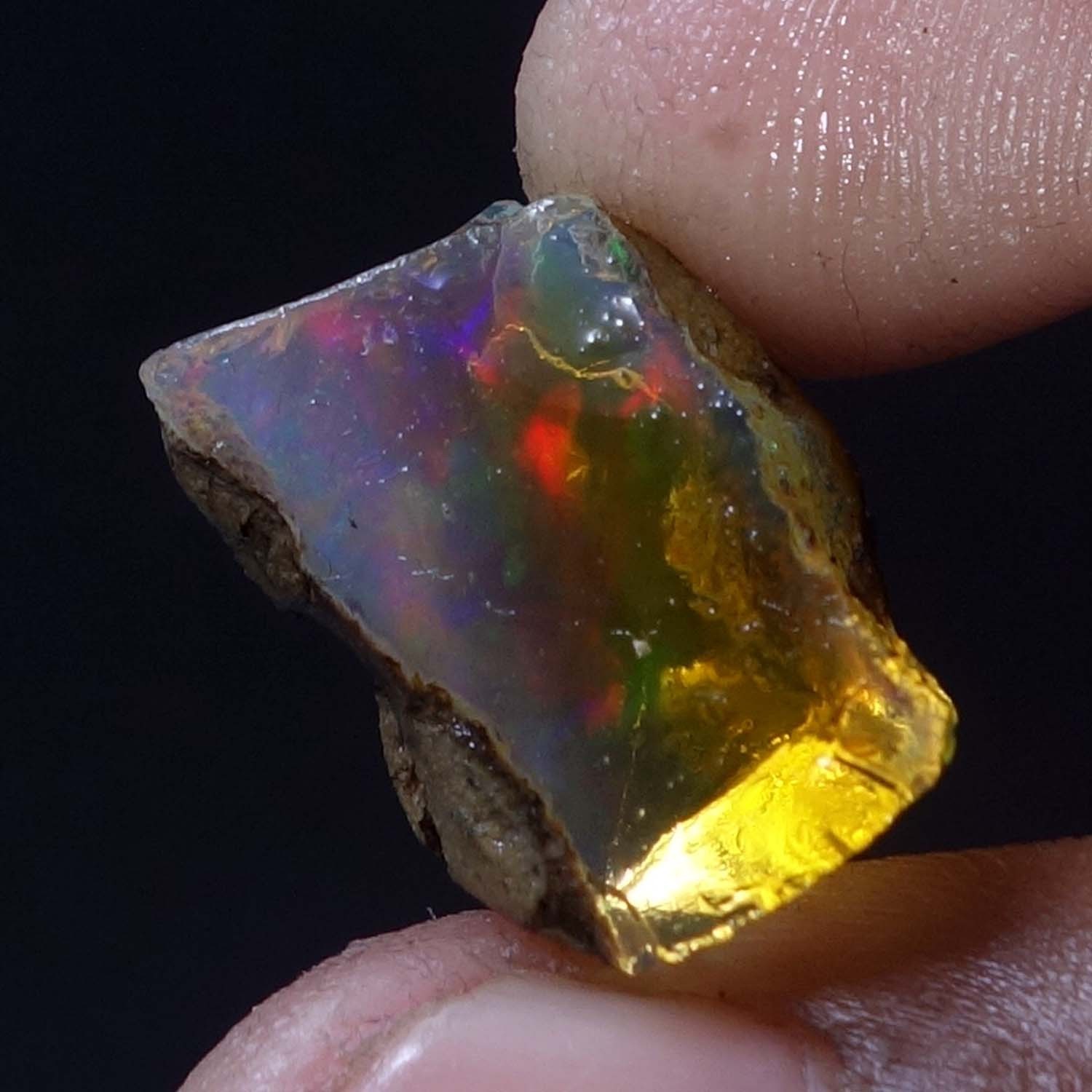 Natural Ethiopian Loose Rough Raw Opal Gemstone Multi Fire Oil Rough 16.60 Carat