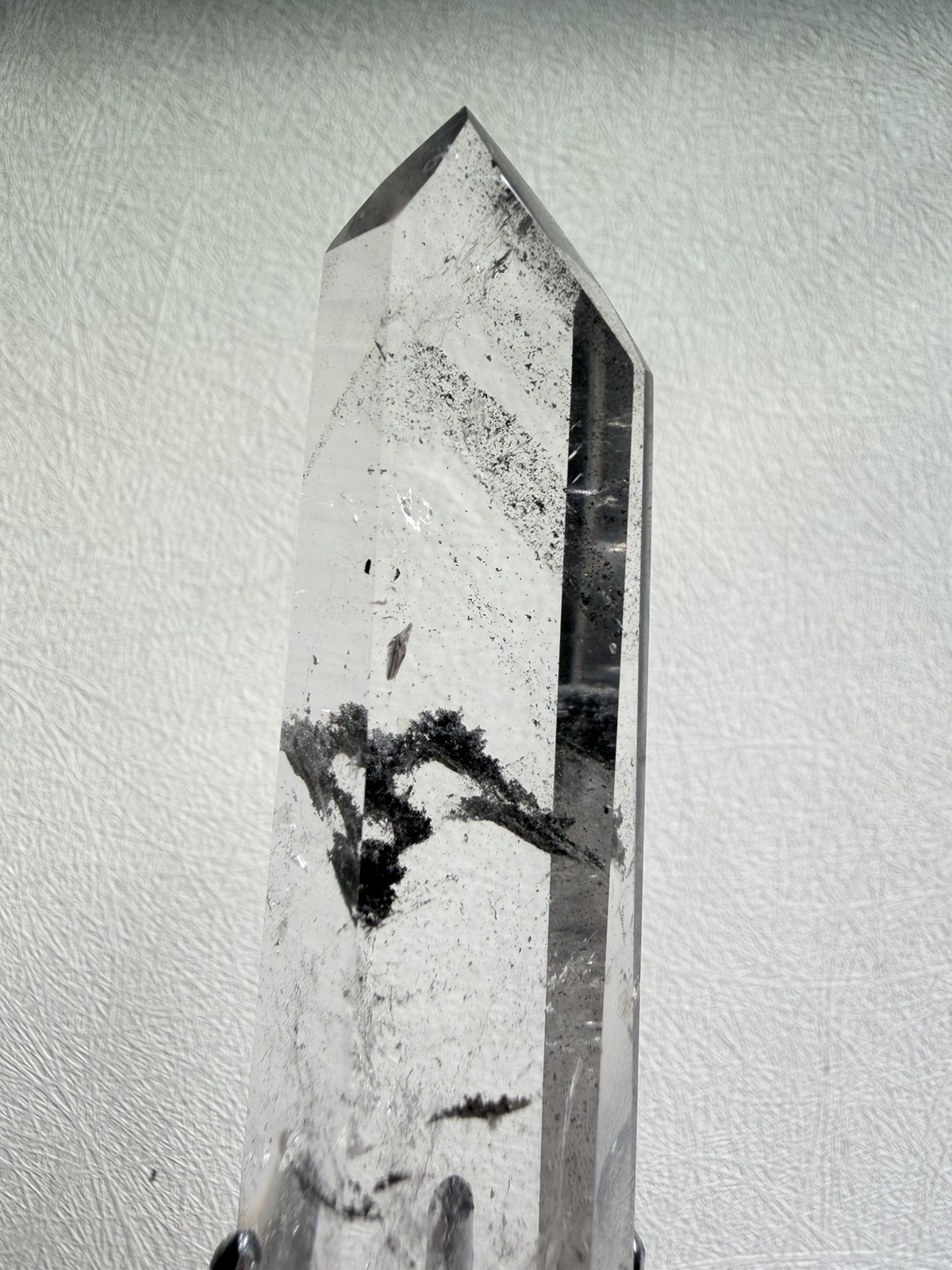 Brazil Lemurian Quartz with Black Scenic Inclusions | Semi-Polished High Clarity