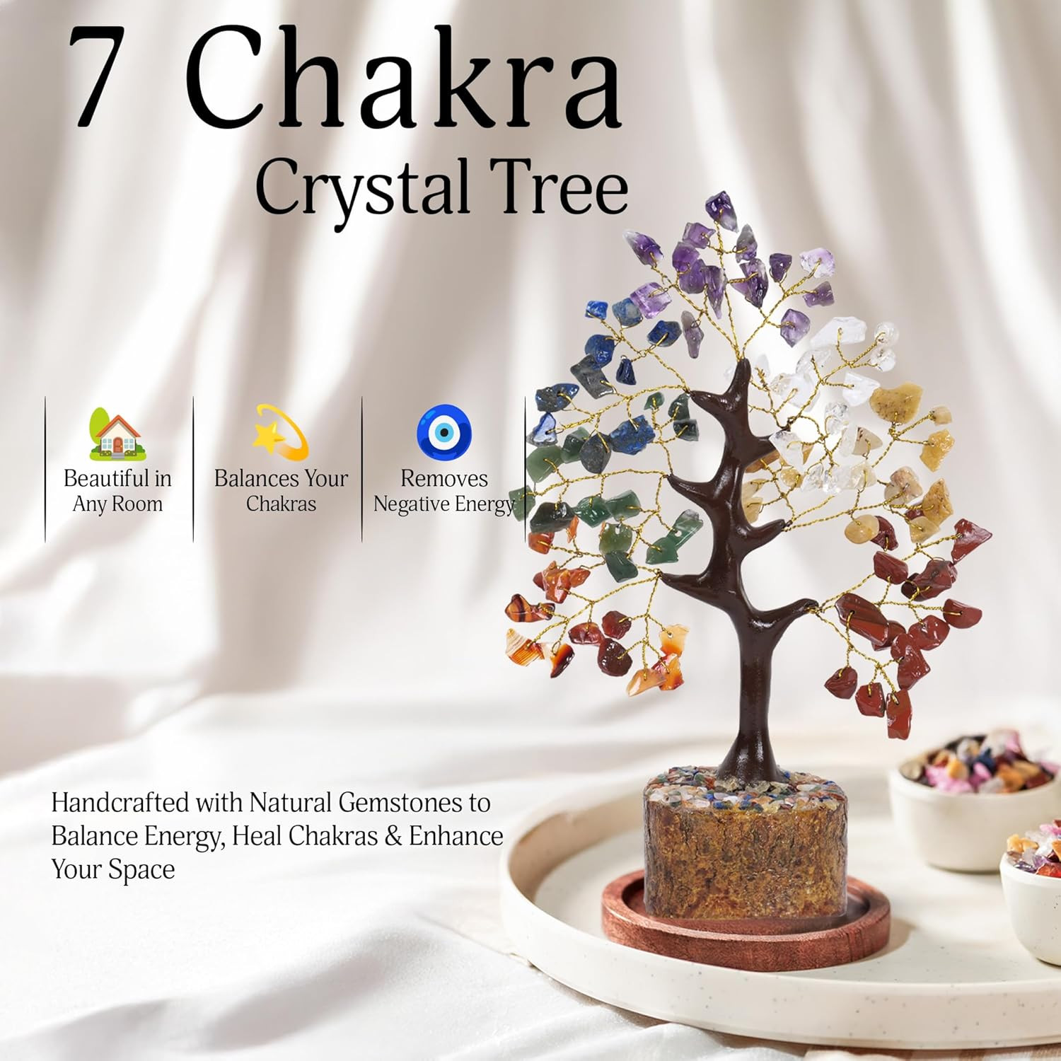 7 Chakra Tree of Life, Gemstone Tree, Birthday Gifts for Women, Crystal Home Dec