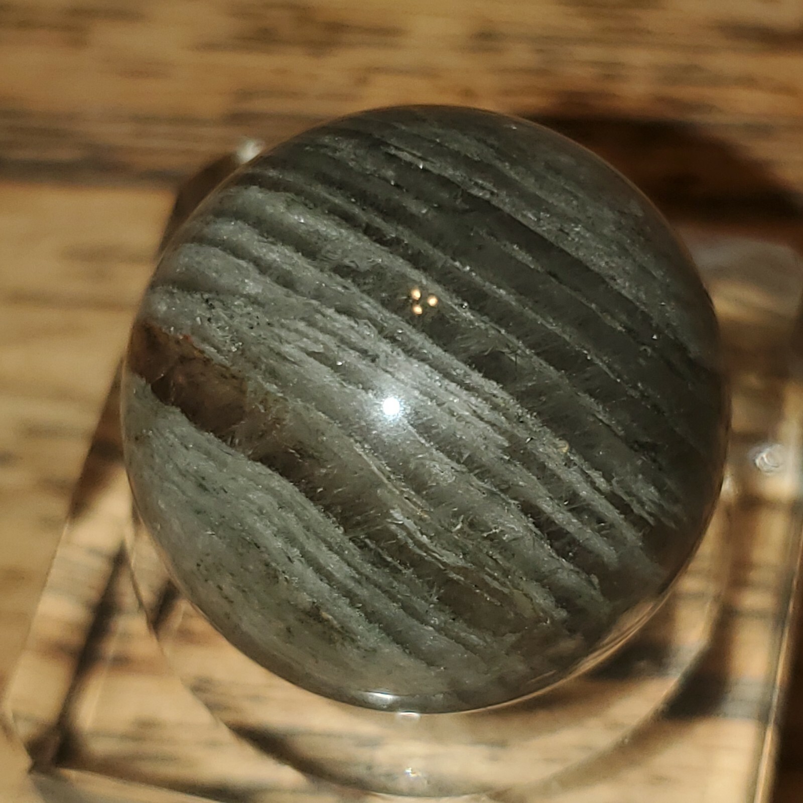 Amphibole Scenic Thousand Multi Layer Quartz Sphere Ball Orb Marble 22.5mm, 20g