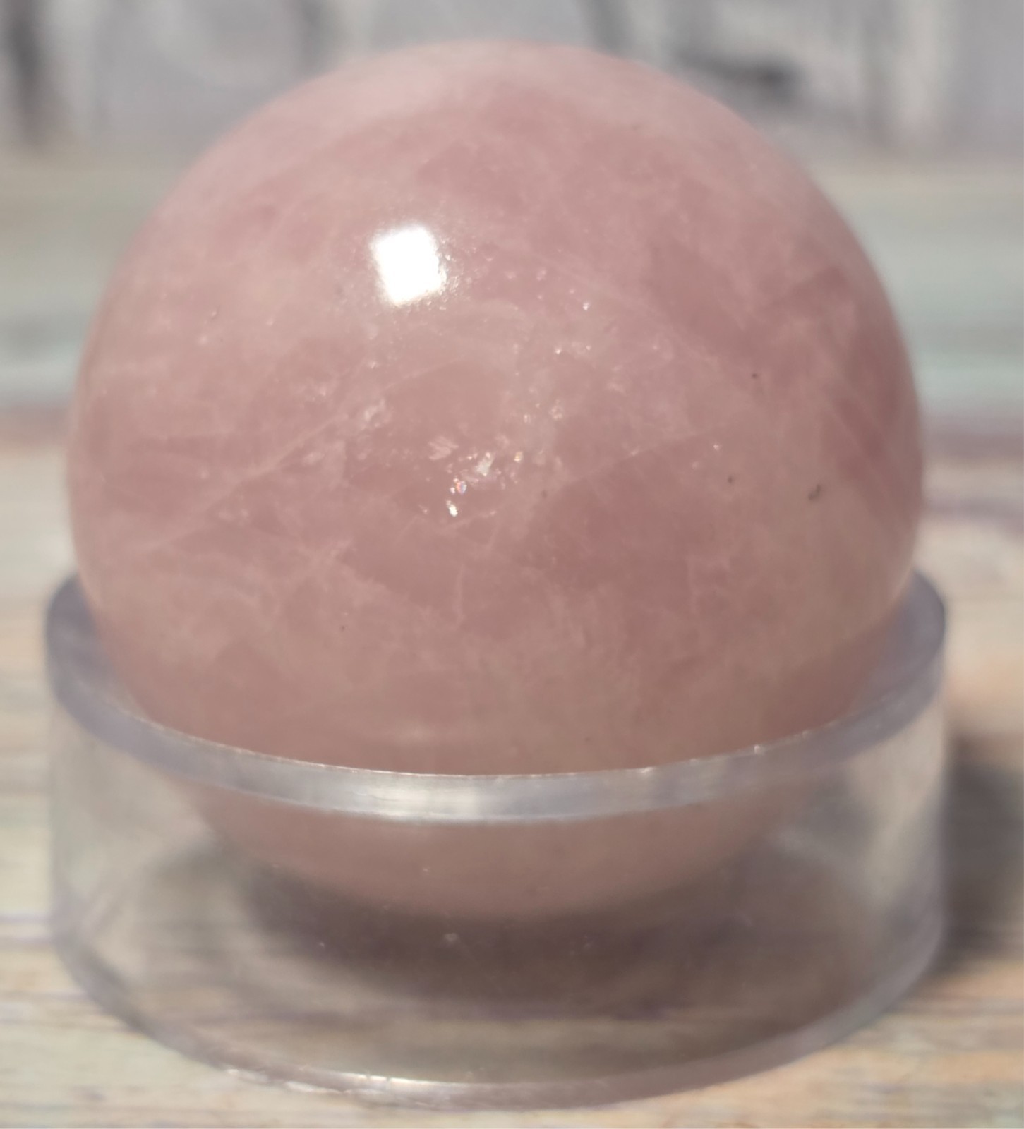 4 Crystal Sphere Display Set Moss Agate Bronzite Rose Quartz Quartz Wood Stand