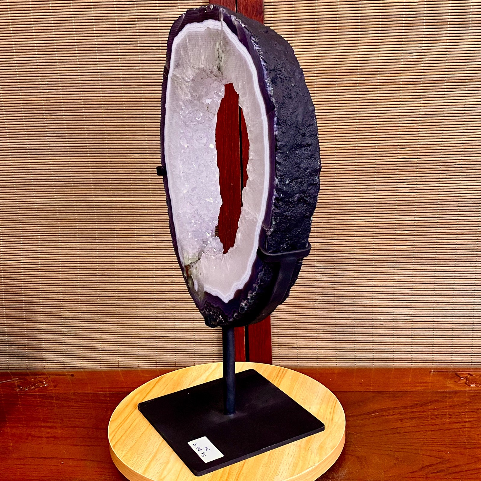 11.13LB Natural Amethyst Cave Crystal Slice Crescent shaped Hand Cut Repai
