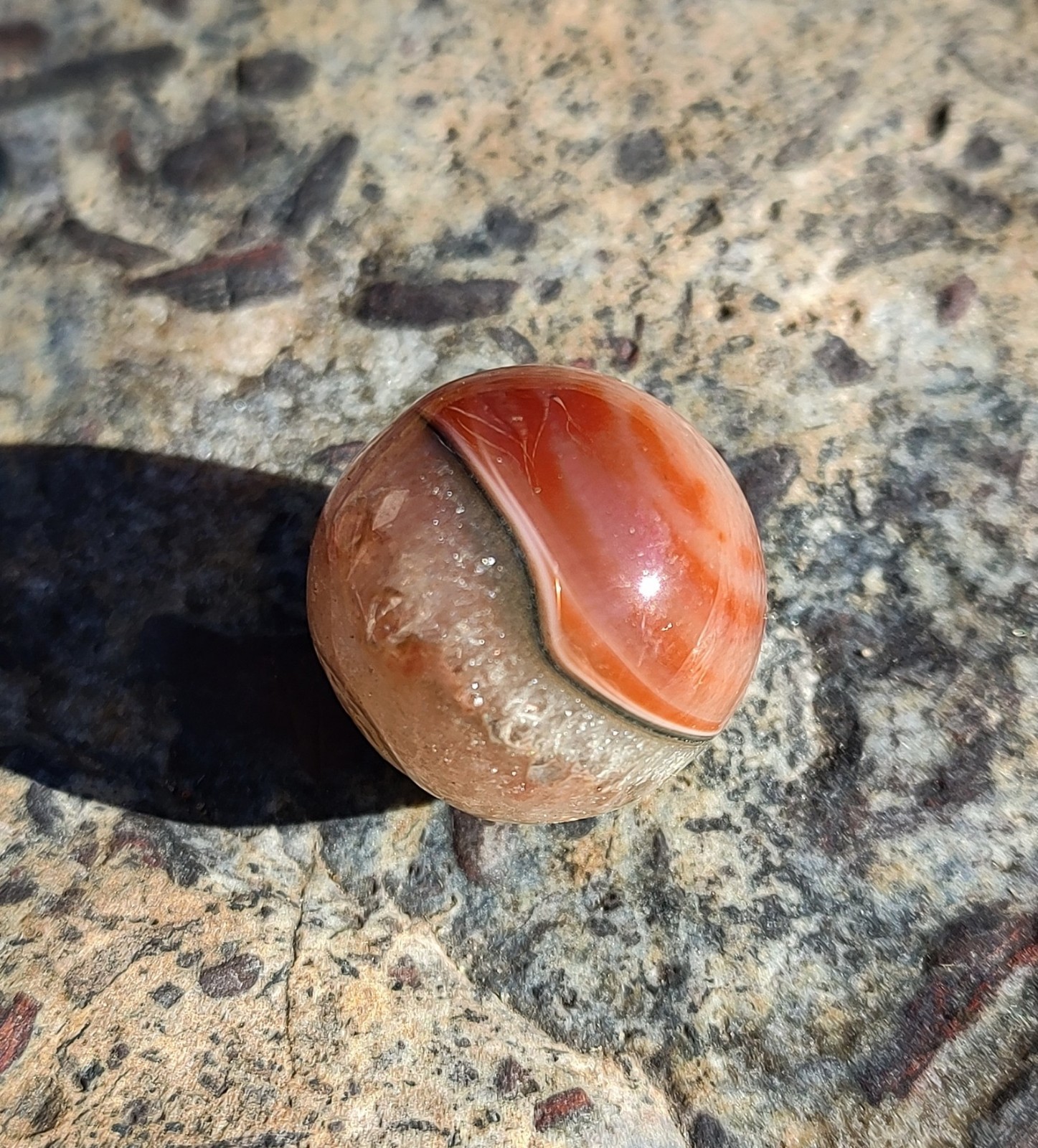 Dramatic Agate Marble Sphere, 20mm Carnelian Agate Marble