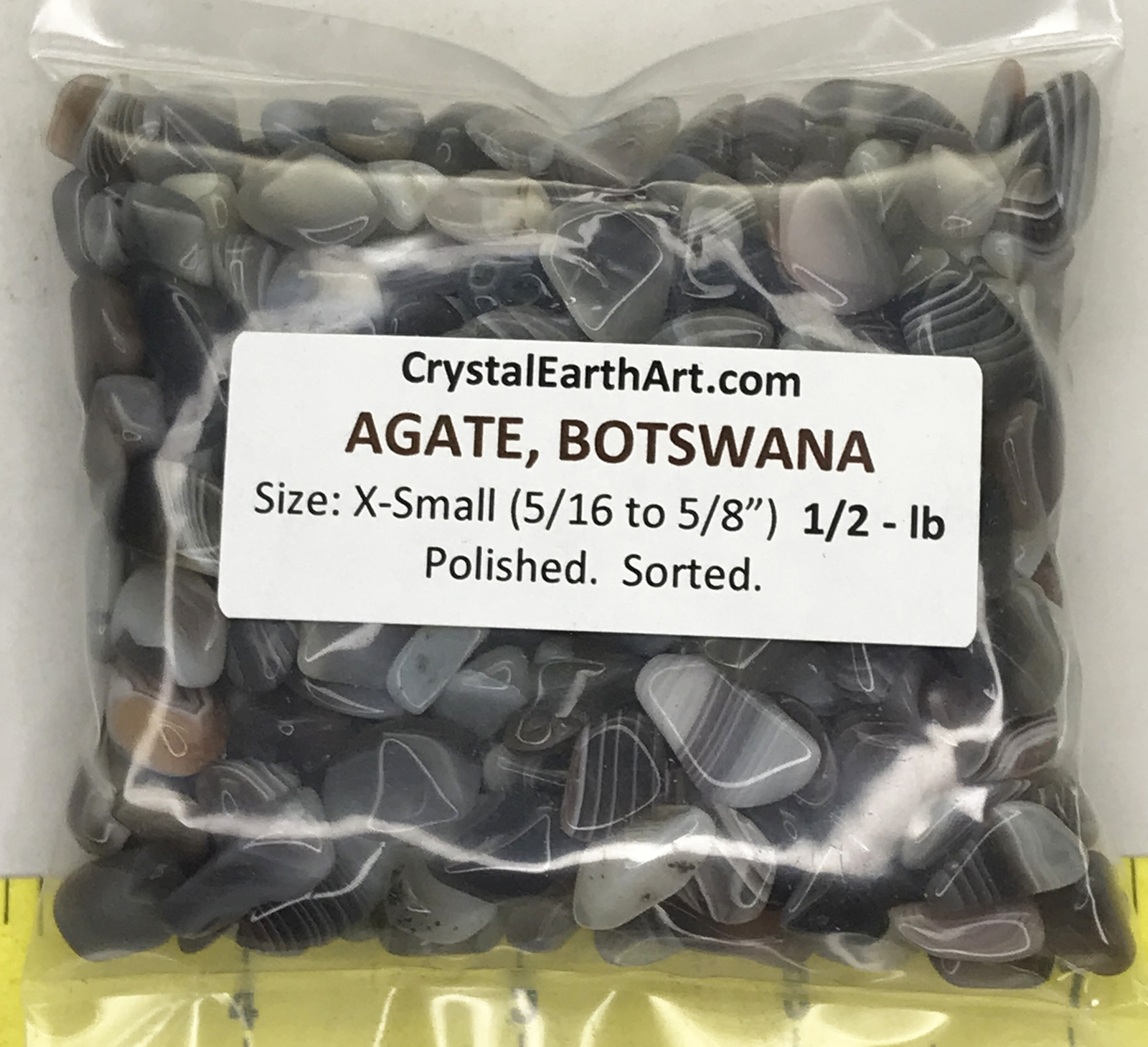 AGATE BOTSWANA GREY X-SMALL ( 5/16″ to 5/8″ ) polished stones. 1/2 lb