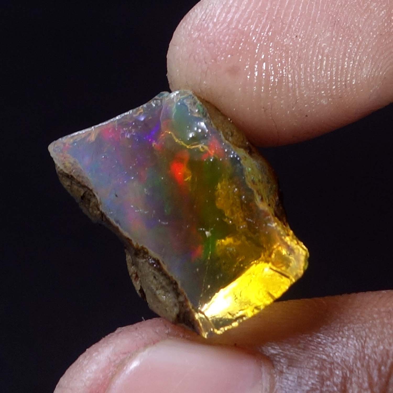 Natural Ethiopian Loose Rough Raw Opal Gemstone Multi Fire Oil Rough 16.60 Carat