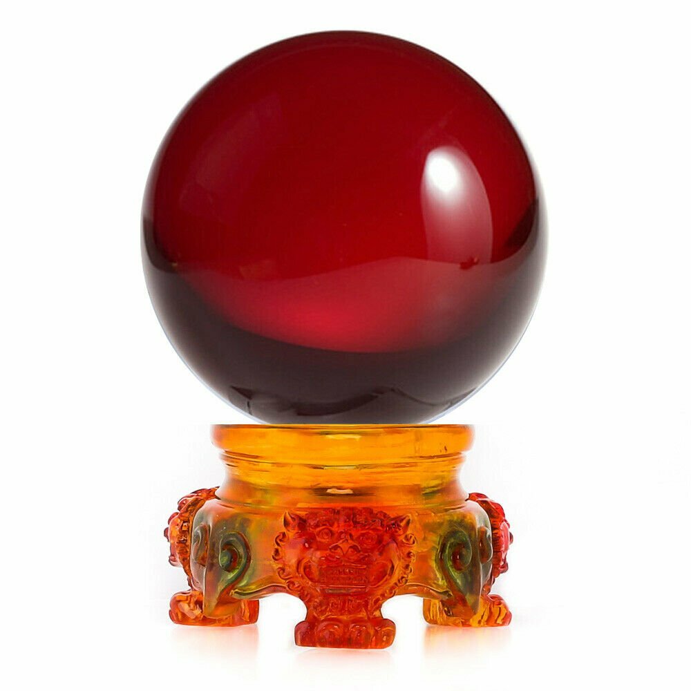 3in (80mm) Crystal Ball with Rainbow Lion Stand 10 colors to choose from