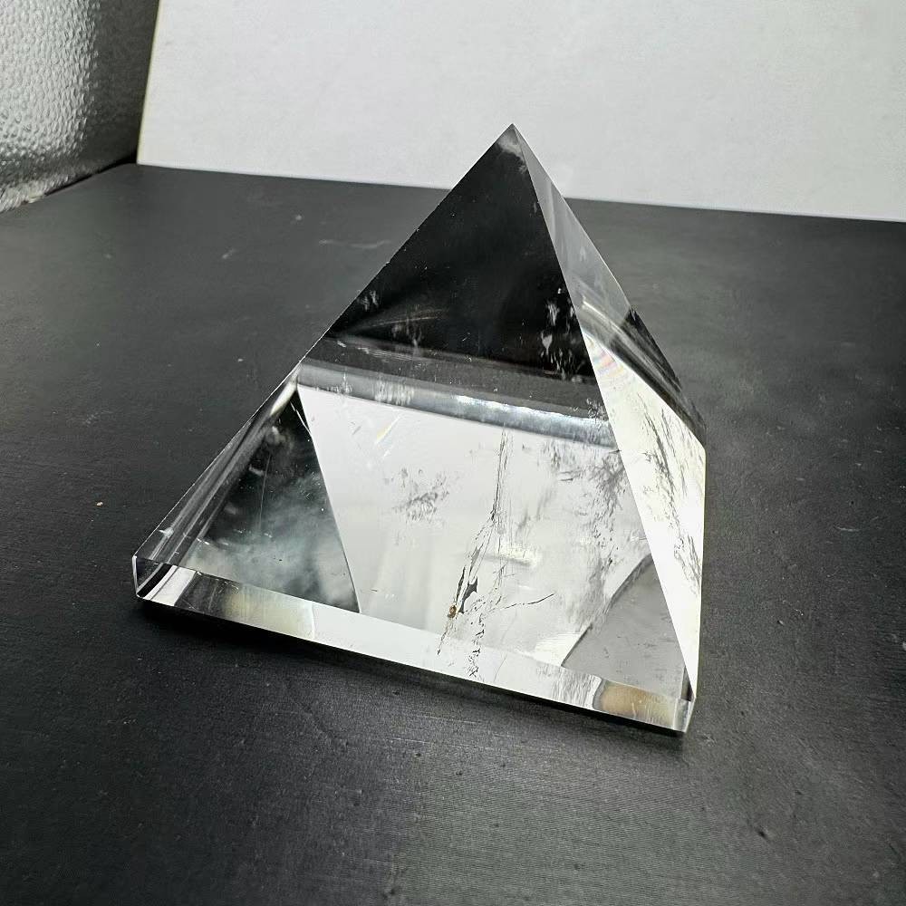 125g Natural White Quartz Carved Pyramid Crystal Reiki Healing Decor