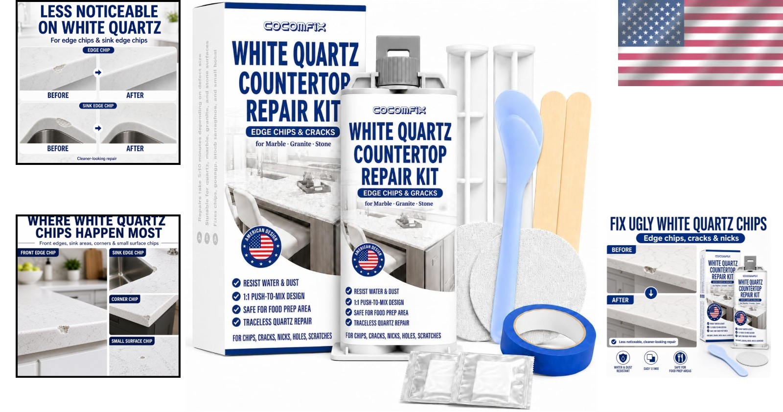 Invisible Quartz Countertop Chip Filler—Repair Cracks, Nicks & Scratches Easily