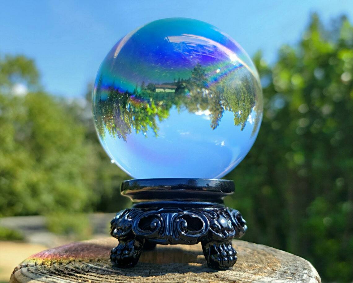 80mm Large Aurora Crystal Ball, Rainbow Glass Sphere, 3.15 inch