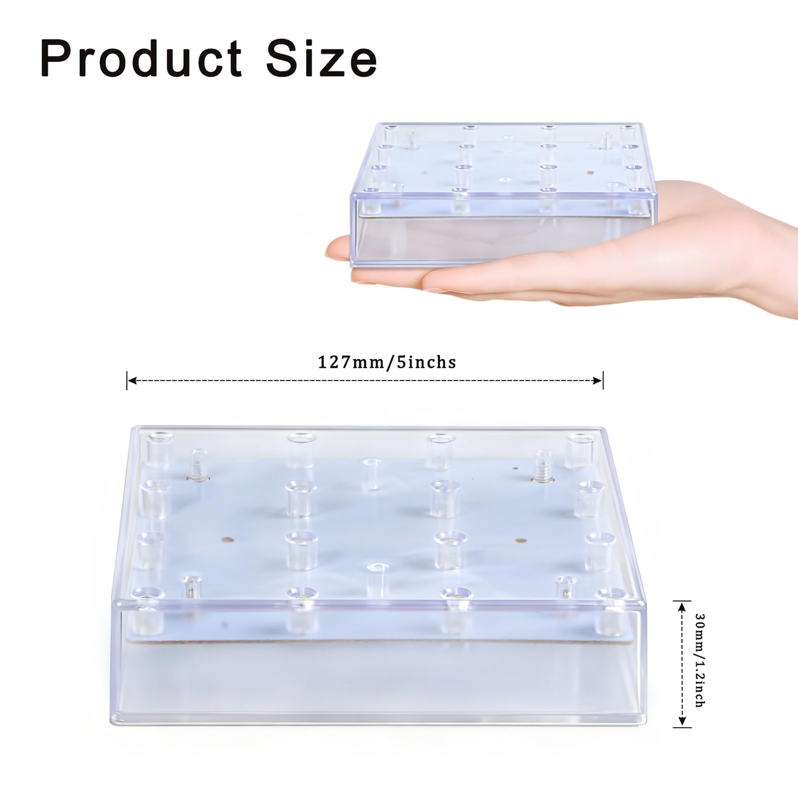 5 inch Square Rechargeable Light Base – Charging USB or Battery Powered